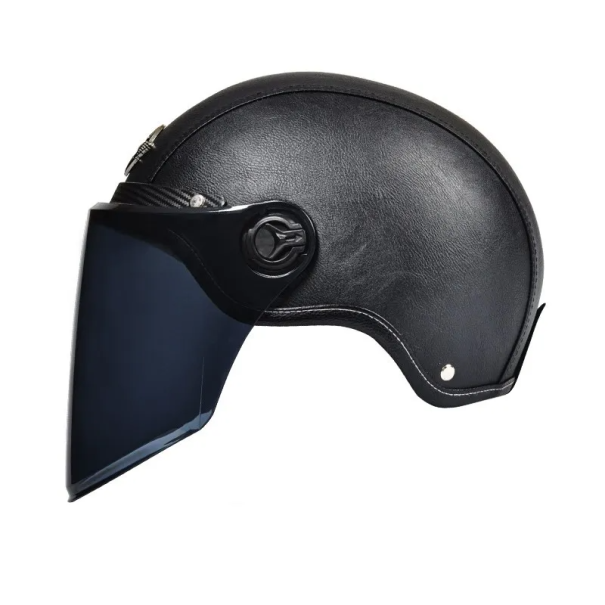 Casco moto retro nero con visiera scura Casco modulare in materiale ABS Taglia 55–62 cm 1