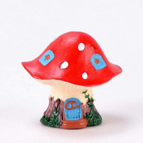 Casetta decorativa a forma di fungo rosso