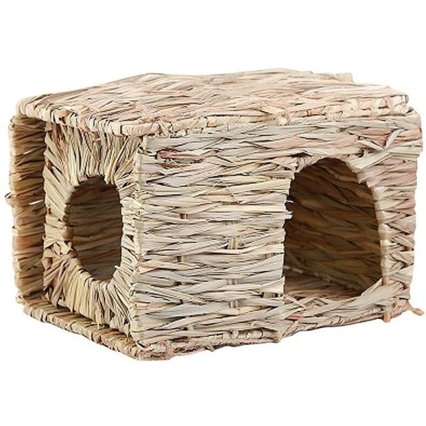 Casinha de junco para roedores 30 x 20 x 20 cm Abrigo natural para porquinhos-da-índia, hamsters e coelhos Ninho para a gaiola Acessórios 1