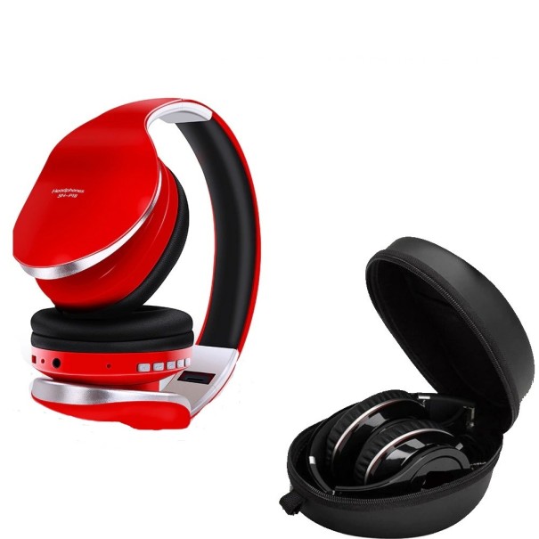 Casque Bluetooth avec étui rouge