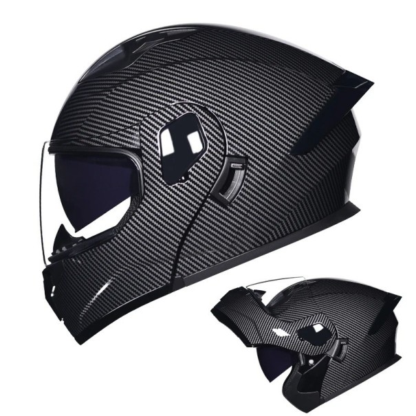 Casque de moto intégral unisexe rabattable ABS+PC noir avec un motif simple M