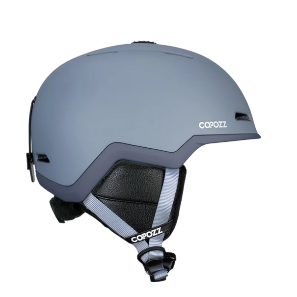 Casque de ski unisexe Circonférence de tête réglable ABS Mousse EPS Doublure en coton chaude ski gris L