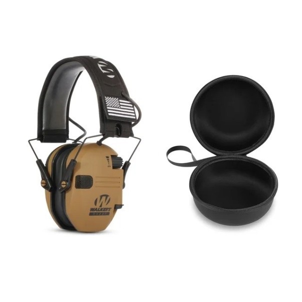Casque de tir avec étui Casque électronique anti-bruit Protecteurs d'oreilles Casque pour le tir Protection auditive jaune