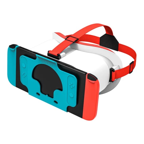 Casque VR pour Nintendo Switch et Switch OLED avec lentilles HD réglables, lunettes de réalité virtuelle avec sangle autour de la tête et sur le sommet blanc