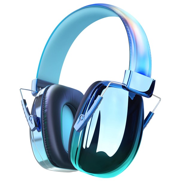 Casques antibruit pliables pour enfants Taille réglable Protection contre le bruit Coussinets confortables SNR 27,4 dB Design ergonomique léger bleu