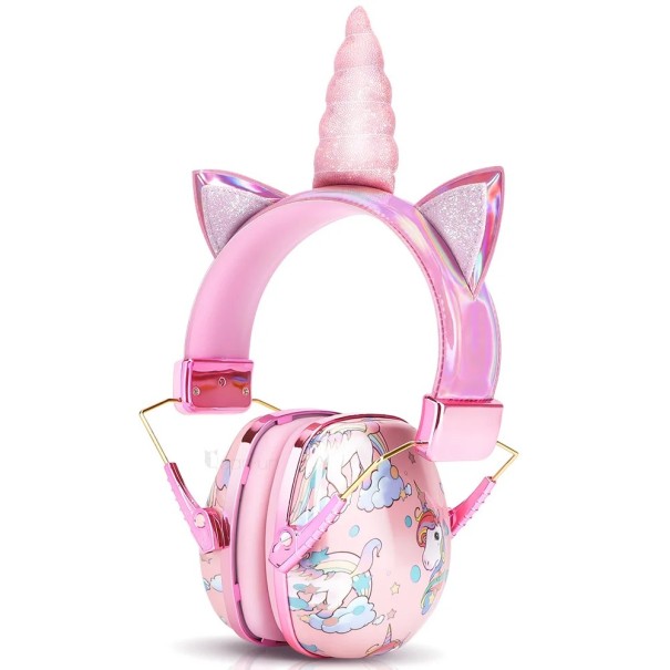 Casques de protection auditive pour enfants avec corne de licorne Protection auditive Contre le bruit Bandeau réglable SNR 25 dB Oreillettes confortables CE EN 352-1 1