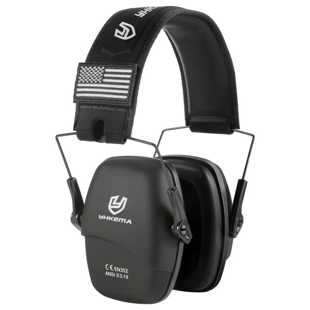 Casques de tir tactiques Yhkema P10 Series Protection auditive Réduction active du bruit Design pliable Taille réglable Microphone noir