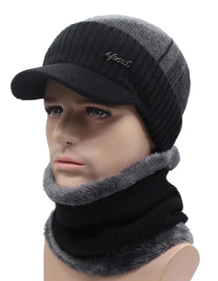 Casquette d'hiver pour homme et écharpe J759 1