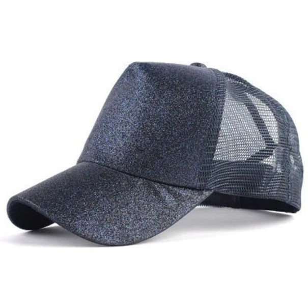 Casquette en filet pour femmes avec des paillettes bleu foncé