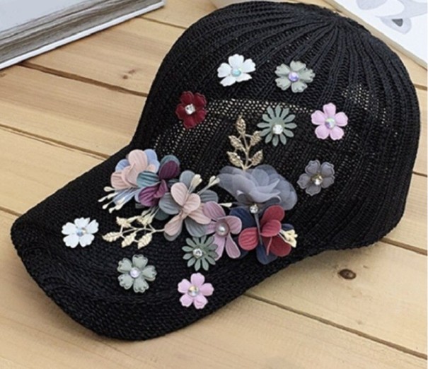 Casquette Femme à Fleurs T21 noir