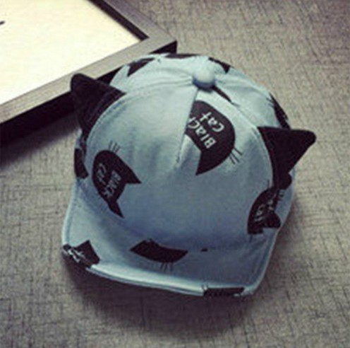 Casquette pour enfant en forme de chat J2458 bleu
