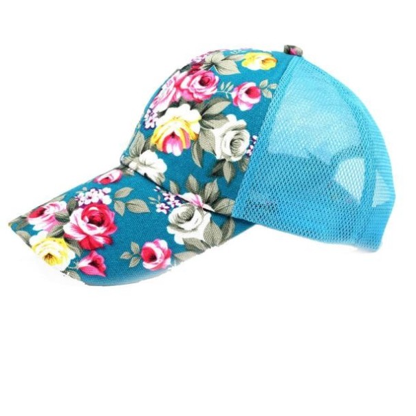 Casquette pour femme avec motif floral bleu clair