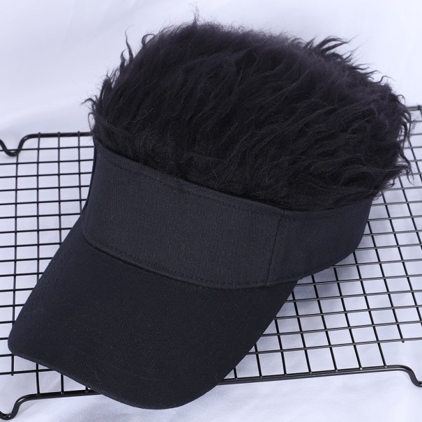 Casquette pour homme avec cheveux faux noir