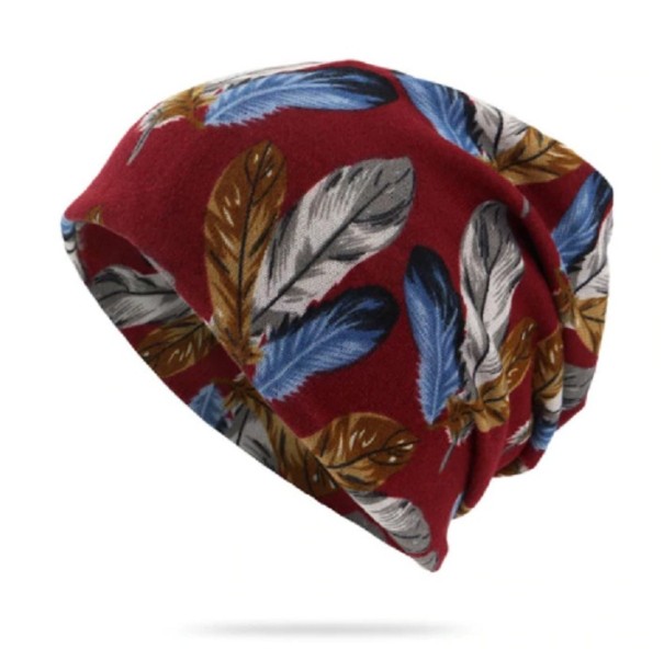 Casquette pour homme avec imprimé plumes J2048 bordeaux