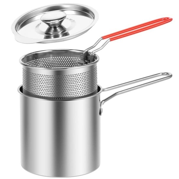Casserole en acier inoxydable avec passoire et couvercle 3 en 1 Casserole pour la cuisson des pâtes Panier amovible avec poignée Ustensiles de cuisine 1