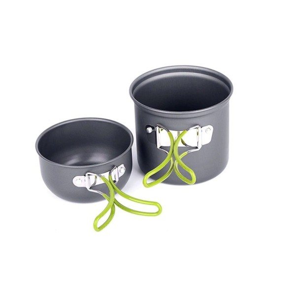 Casseroles de camping grises 2 pcs 1
