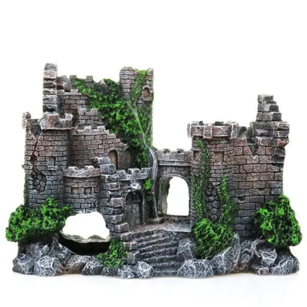 Castello in resina 17 x 6 x 13 cm Decorazione per acquario Onda decorativa per pesci Accessori per acquario Castello decorativo in resina 1
