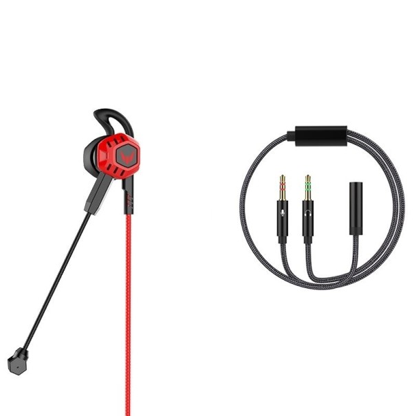 Căști cu adaptor audio roșu