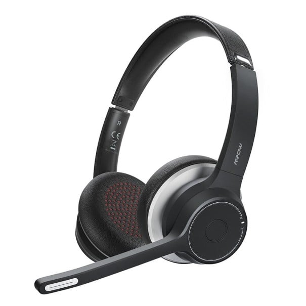 Căști cu microfon pe braț pentru apeluri și muzică Bluetooth 5.0 și 3,5 mm jack Pernițele din spumă cu memorie și piele artificială Negru 1