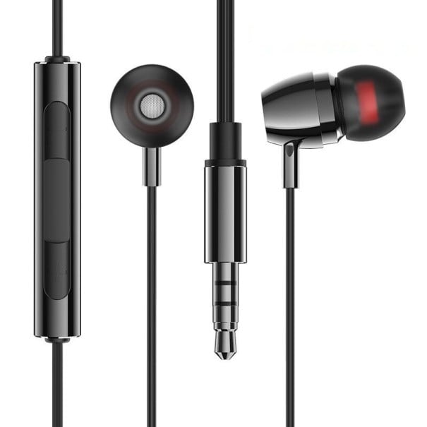 Căști de bas de tip in-ear cu cablu de 1,1 m și conector de 3,5 mm jack Frecvență de răspuns de la 20 Hz la 20 kHz Finisaj lucios de culoare neagră 1
