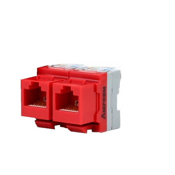 CAT 5e RJ45 honhörnterminal 2 st. röd