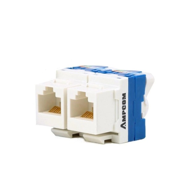 CAT 6 RJ45 naaraskulmaliitin 2 kpl. valkoinen