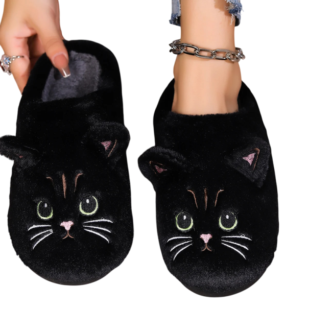 Cat Furry Home Tofflor 3D-öron Mjuka och varma tofflor Söta tofflor för vintern Originalpresent till kattälskare