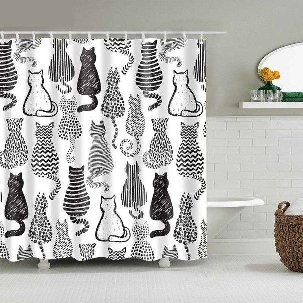 Cat Shower Curtain A814 M 1