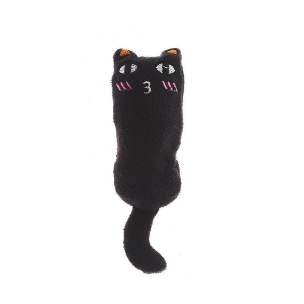 Cat Toy 11 cm Cat Shape with Catnip Crinkly Interactive Toy for Kittens and Adult Cats black
