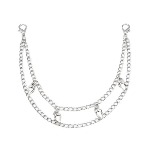 Catena decorativa doppia per borsa con pendenti conici Lega metallica Catena decorativa argento per borsa manico corto di ricambio 1