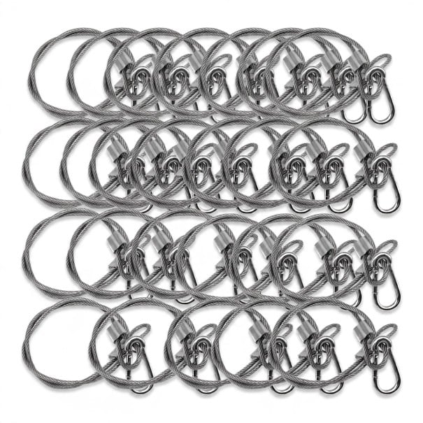 Cavi di sicurezza per luci da palcoscenico 25 pz Lunghezza 60 cm Diametro 3 mm Capacità di carico 40 kg Acciaio inossidabile Argento Per palchi 1