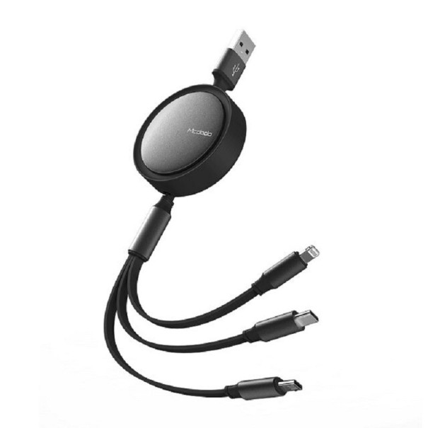 Cavo USB avvolgibile 3in1 K671 nero
