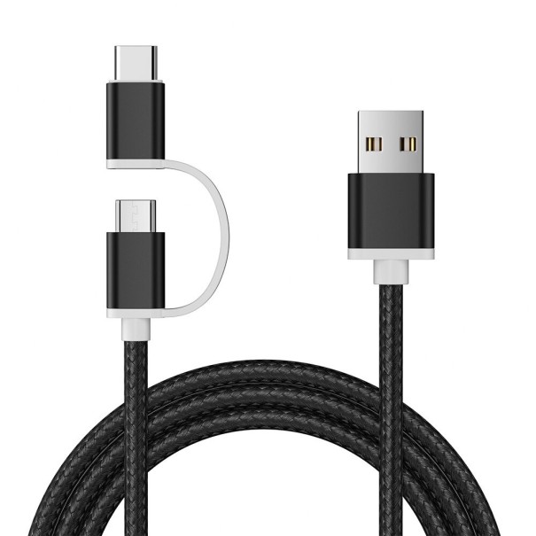 Cavo USB Dati Micro USB / USB-C K555 nero
