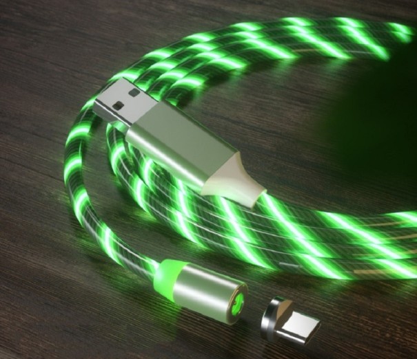 Cavo USB magnetico con illuminazione LED verde 2