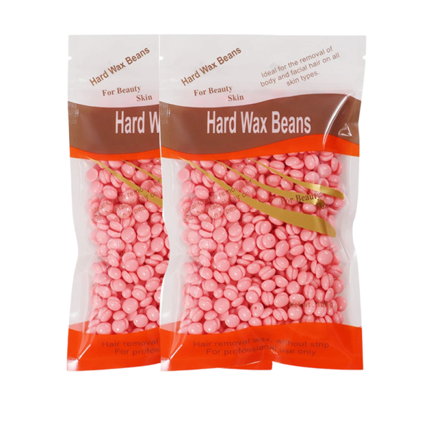 Ceară depilatoare 200 g 2×100 g Perle rozii Ceară tare sub formă de perle Îndepărtare delicată a părului pentru picioare, brațe, axile și zona 1