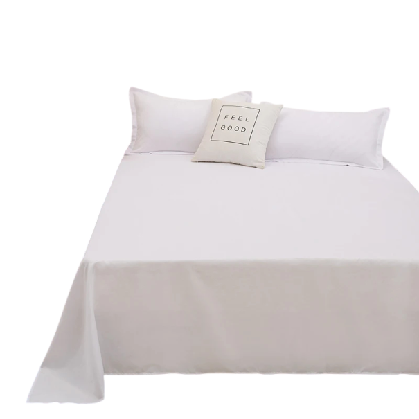 Cearceaf simplu, într-o singură culoare, fără elastic 150 x 230 cm Suprafață netedă pentru utilizare zilnică Cazare studențească alb