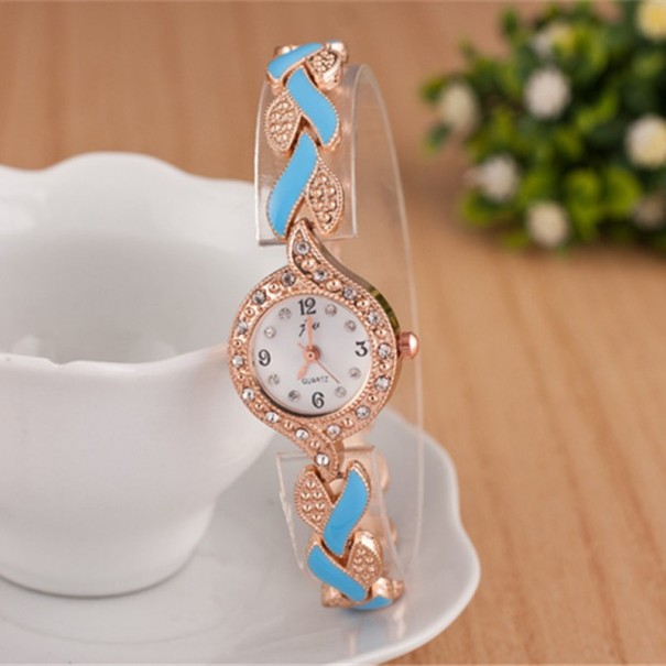 Ceas de dama cu curea decorativa J815 albastru