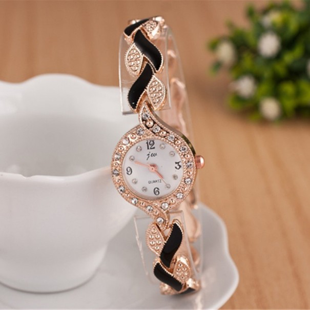 Ceas de dama cu curea decorativa J815 negru