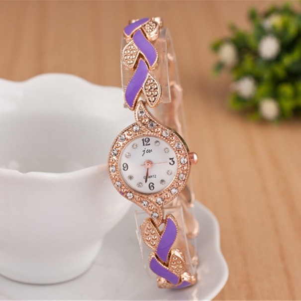 Ceas de dama cu curea decorativa J815 purpurie