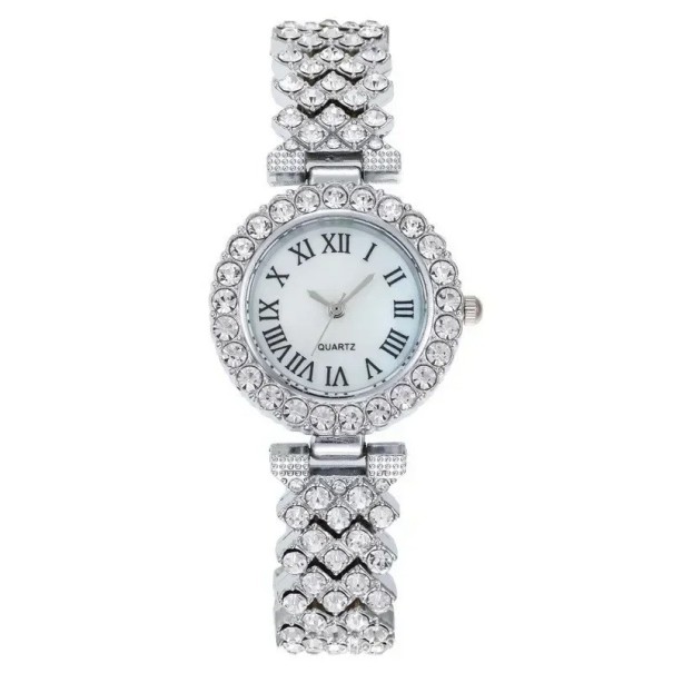 Ceas de damă cu diamante artificiale V187 argint