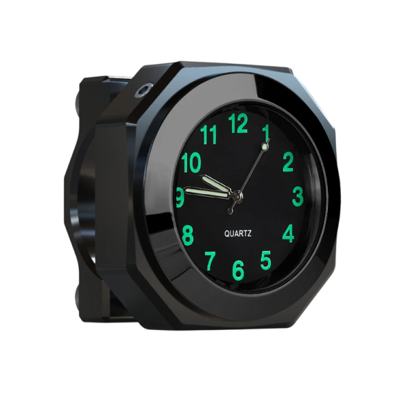 Ceas de motocicletă cu ghidon 22-28mm IPX7, impermeabil, din aluminiu, cadran luminos, vizibilitate nocturnă, durabil negru