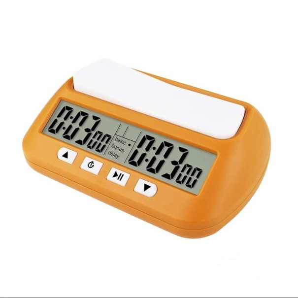 Ceas de șah digital 14 x 4,5 x 8,8 cm Ceas de șah electronic cu afișaj Cronometru de șah din plastic pentru turnee și antrenamente portocale