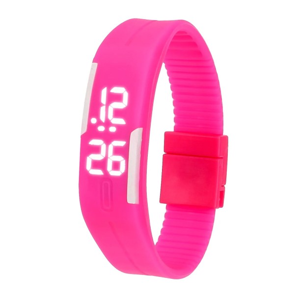 Ceas digital LED pentru copii, ceas colorat din silicon cu ecran tactil, ceas sport modern pentru copii, băieți și fete roz