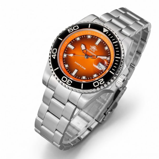 Ceasuri de scufundare pentru bărbați cu bezel ceramic luminos BGW9 Rezistent la apă 200 m Carcasă de 41 mm Oțel inoxidabil 316L Dată cu lupă portocale