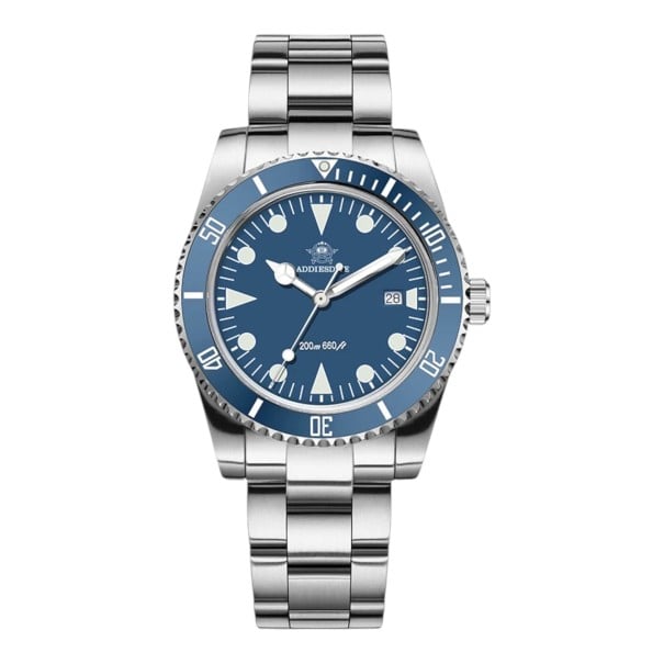 Ceasuri de scufundare pentru bărbați Rezistente la apă 200 m Lunetă din ceramică Carcasă de 39 mm Oțel inoxidabil 316L Indici luminoși BGW9 albastru