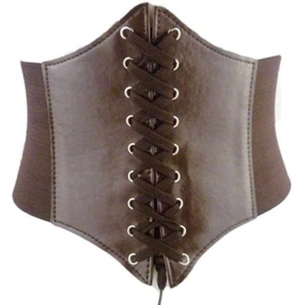 Ceinture corset en cuir pour femme marron foncé