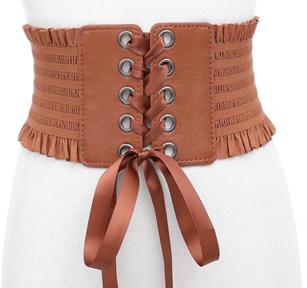 Ceinture corset pour femme avec lacets marron clair