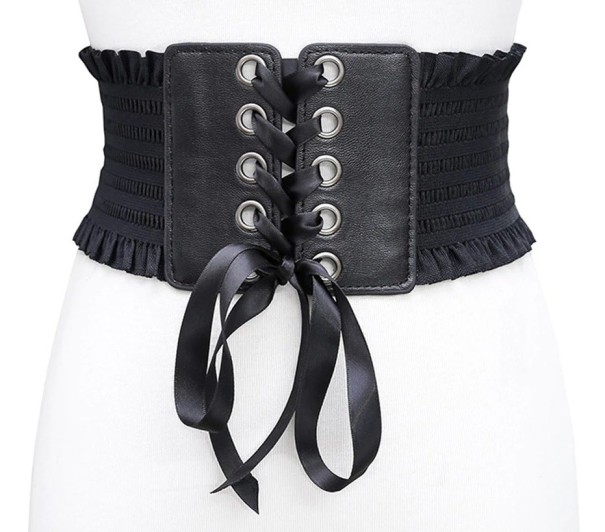 Ceinture corset pour femme avec lacets noir
