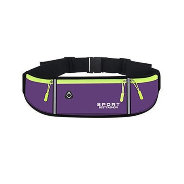 Ceinture de course sportive étanche avec poche pour téléphone et petits objets pour la course, le cyclisme, le fitness et le jogging, pratique violet