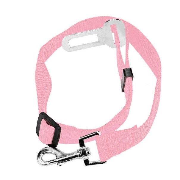 Ceinture de sécurité pour chien dans la voiture rose